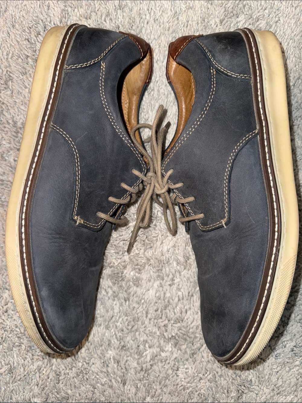 Johnston & Murphy Men’s Sheepskin Casual Shoes Gray leather eclectic grandpa - Picture 4 of 7